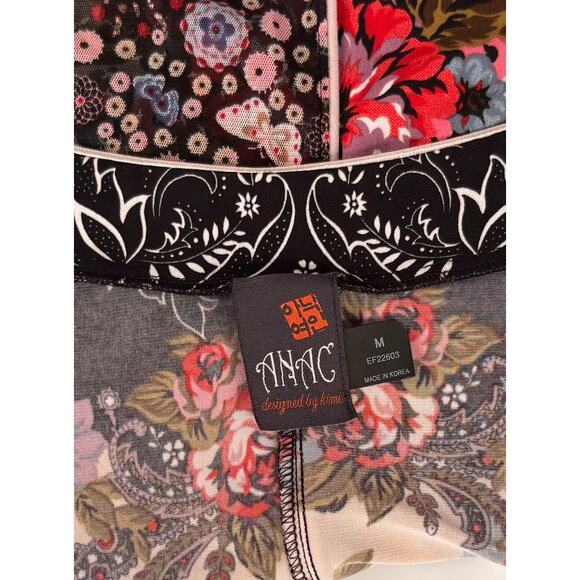 ANAC by Kimi Mandarin Collar Floral Shirt Artsy Top MED Y2K Gothic Goth Blouse - Picture 6 of 6